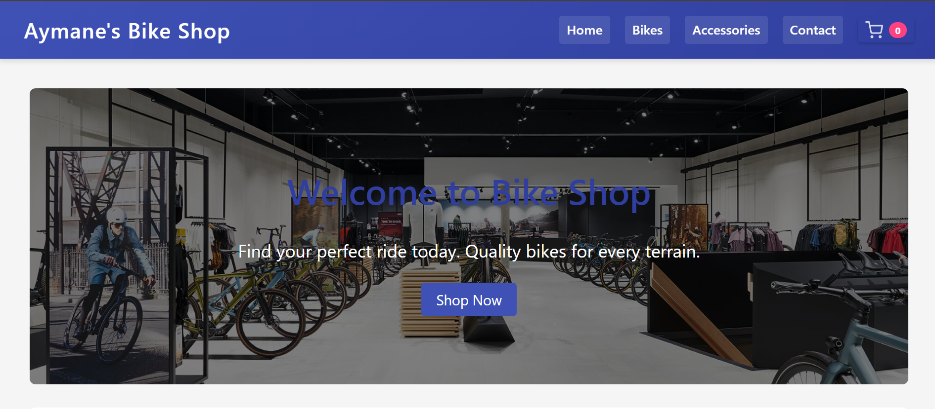 Home Page - The main landing page showcasing featured bikes and navigation