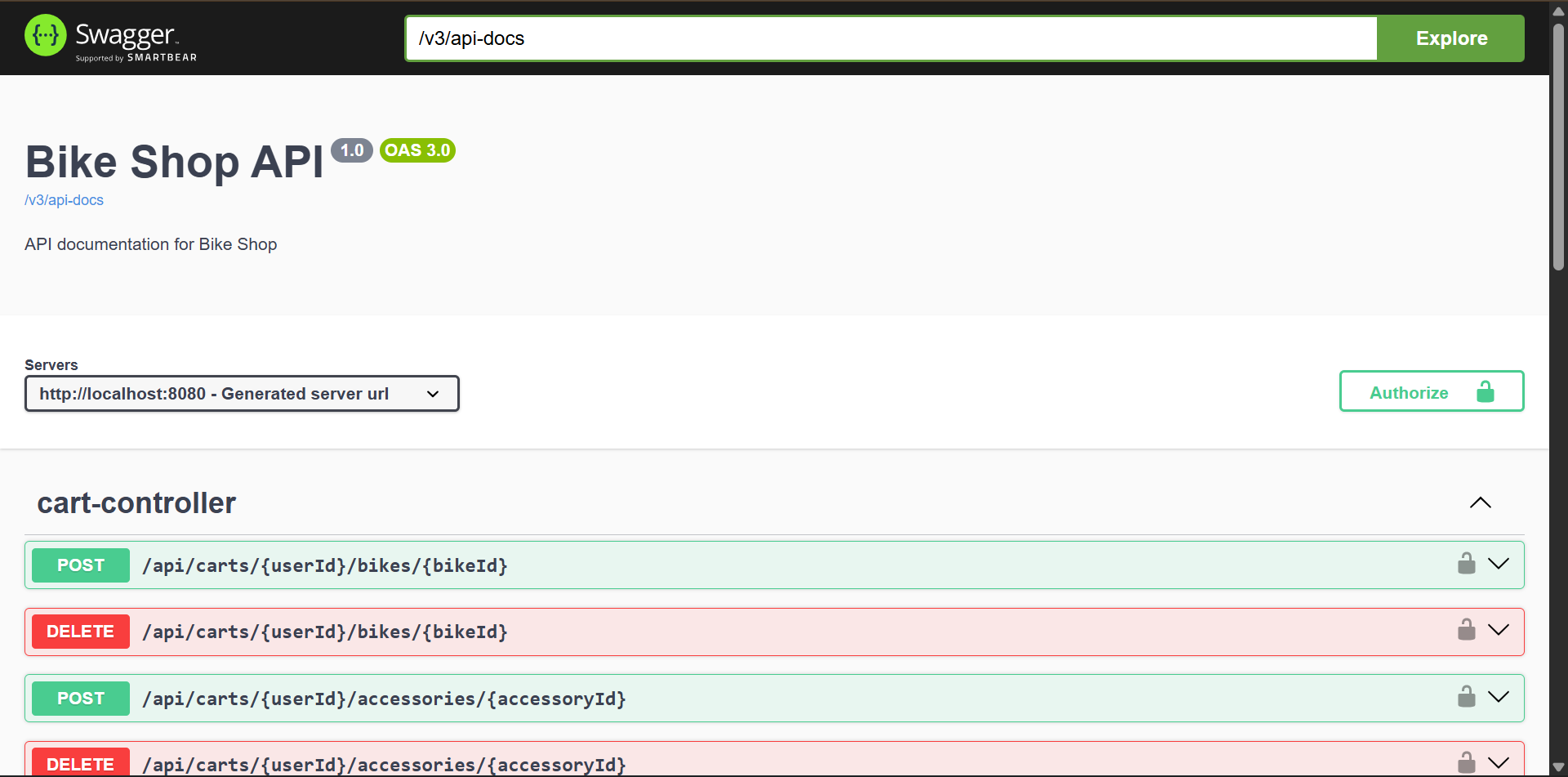 Swagger UI - Documentation API interactive montrant les endpoints disponibles et leurs détails